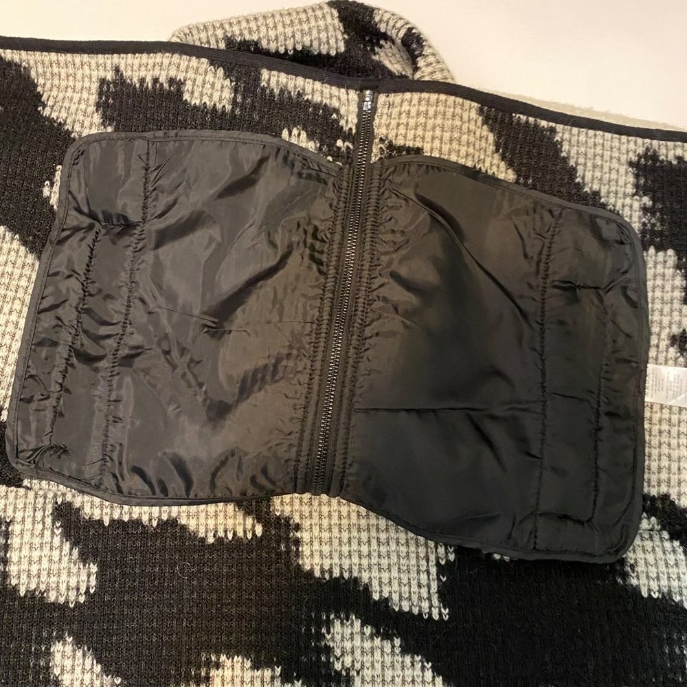 French Connection Black & White Wool Blend Zip Front Poncho S/M - Picture 11 of 16